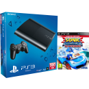 PS3: New Sony PlayStation 3 Slim Console (500 GB) - Black - Includes Sonic & All-Stars Racing Transformed Afbeelding 1