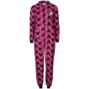 Mickey Mouse Women's Printed Fleece Onesie - Pink & Black - 8 - Pink & Black Afbeelding 1