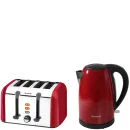 Breville Stainless Steel 4 Slice Toaster - Red and Stainless Steel Jug Kettle - Red Afbeelding 1