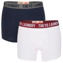 Tokyo Laundry Men's Huck 2-Pack Boxers - White/Charcoal - S - White/Charcoal Afbeelding 1