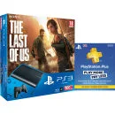 PS3: New Sony PlayStation 3 Slim Console (500 GB) - Black - Includes Last Of Us, PlayStation Plus Card 90 Day Subscription Afbeelding 1