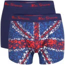Ben Sherman Mens 2-Pack Union Jack Boxer - Multi/Blauw - S - Multi/Blue Afbeelding 1