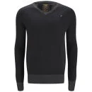 Ringspun Men's Leighton V-Neck Jumper - Black Marl - S - Black Marl Afbeelding 1