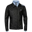 Sergio Tacchini Men's Leather Look Jacket 38 Jacket - Black/Light Blue - S - Black/Light Blue Afbeelding 1