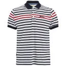 Slazenger Men's Pearce Striped Polo Shirt - White/Navy/Red - S - white/navy/red Afbeelding 1