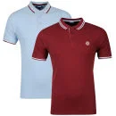 Carter Men's 2-Pack Polo Shirt - Sky/Burgundy - S - Sky/Burgundy Afbeelding 1