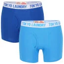 Tokyo Laundry Men's Huck 2-Pack Boxers - Bright Blue/True Blue - S - Bright Blue/True Blue Afbeelding 1