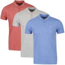 Brave Soul Men's Clio 3-Pack Polo Shirts - Red Marl/Grey Marl/Blue Marl - S - Red Marl/Grey Marl/Blue Marl Afbeelding 1
