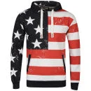Soul Star Men's Jane USA Printed Hoody - Navy/White/Red - S - Navy/White/Red Afbeelding 1