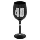 Black Diamante Wine Glass - 40th Birthday Afbeelding 1