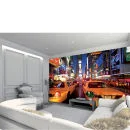 Times Square Felverlicht en Gele Taxi's in New York Muurschildering Afbeelding 1
