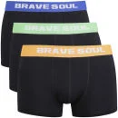 Brave Soul Men's 3-Pack Contrast Waistband Boxers - Orange/Blue/Lime - S - Orange/Blue/Lime Afbeelding 1