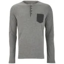 Brave Soul Men's Plain Pocket Grandad Long Sleeve Top - Dark Grey Marl - S - Dark Grey Marl Afbeelding 1
