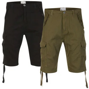 55 Soul Men's 2-Pack Conway Shorts - Black/Khaki - 28 - Black/Khaki Afbeelding 1