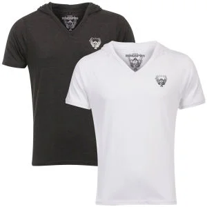 Ringspun Men's 2-Pack Hex Hooded V-Neck T-Shirt - White/Charcoal