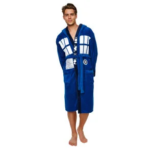 Doctor Who Men's Tardis Adult Fleece Robe - Blue Afbeelding 1