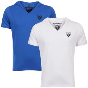 Ringspun Men's 2-Pack Hex Hooded V-Neck T-Shirt - Blue/White - S - Blauw/Wit Afbeelding 1