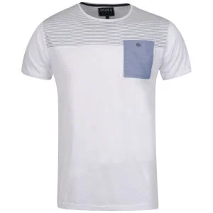 Osaka Men's Striped T-Shirt - White/Sky - S - White/Sky Afbeelding 1