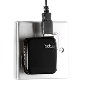 Veho Mains USB Charger for iPod/iPhone/iPad/USB - Black Afbeelding 1