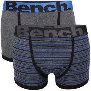 Bench Men's 2-Pack Boxers with Contrast Waistband - Blue Stripe/Grey - S - Blue Stripe/Grey Afbeelding 1