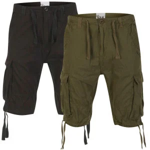 55 Soul Men's 2-Pack Spirit Shorts - Black/Khaki - 28 - Black/Khaki Afbeelding 1