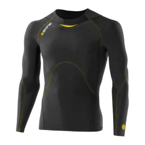 Skins A400 Actieve Compressietop met Lange Mouwen voor Heren - XS - Black/Yellow Afbeelding 1