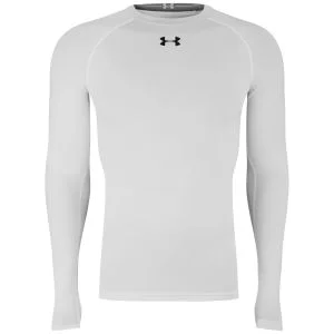 Under Armour Men's Heatgear Sonic Compression Long Sleeve T-Shirt - White/Black - S - White/Black Afbeelding 1