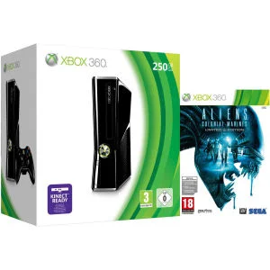 Xbox 360 250GB Matte Black Console: Bundle Includes (Aliens: Colonial Marines) Afbeelding 1