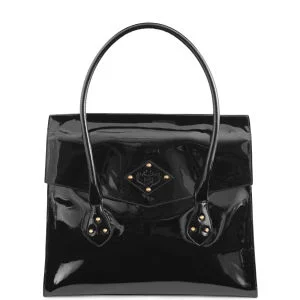 Penelope and Parker Lara Patent Leather Laptop Bag - Black Afbeelding 1