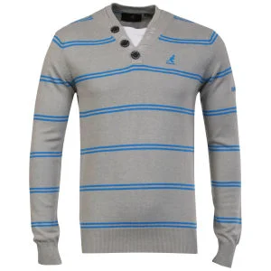 Kangol Men's Kev Buttoned V Neck Jumper - Grey - S - Grey M Afbeelding 1