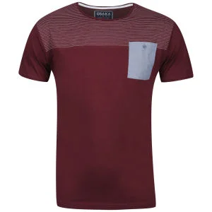 Osaka Men's Striped T-Shirt - Burgundy/Sky - S Afbeelding 1