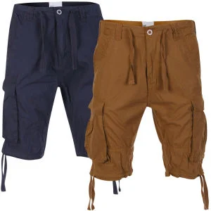 55 Soul Men's 2-Pack Spirit Shorts - Navy/Tobacco - 28 - Navy/Tobacco Afbeelding 1