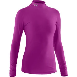 Under Armour Women's Coldgear Compression Mock Long Sleeve Top - Strobe/Silver - XS - Strobe/Silver Afbeelding 1