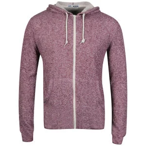 Brave Soul Men's Isaac Zip Thru Hooded Sweatshirt - Burgundy Marl - S - Burgundy Afbeelding 1