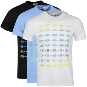 Umbro Men's 3-Pack T-Shirts - White / Black / Vista Blue - S - Multi Afbeelding 1