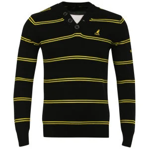 Kangol Men's Kev Buttoned V Neck Jumper - Black - S - Zwart Afbeelding 1