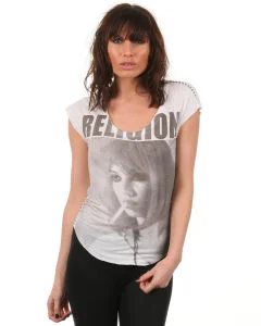 Religion Ladies Smoking Girl T-Shirt - White - XS - Wit Afbeelding 1