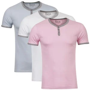 55 Soul Men's 3-Pack Blade T-Shirts - White/Pink/Blue - S - Multi Afbeelding 1