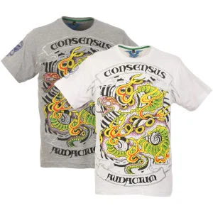 Brave Soul Men's 2-Pack Short Sleeved T-Shirt with Diamonties - White/Grey Marl - M - Multi Afbeelding 1