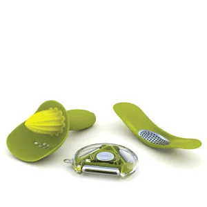 Joseph Joseph Gadget Gift Set Green (Rotary peeler, Rocker and Catcher) Afbeelding 1