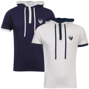 Ringspun Men's 2-Pack Hooded T-Shirts - White/Navy - S - White/Navy Afbeelding 1