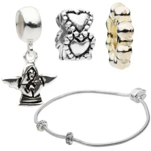Amadora Silver Bracelet & Three Charm Set Afbeelding 1