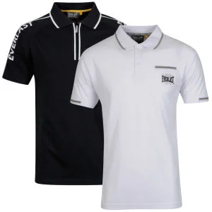 Everlast Men's 2-Pack Polo Shirt - Black Raglan Sleeve and White Tipped Polo - S - Black/White Afbeelding 1