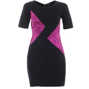 Sugarhill Boutique Woman's Rocket Dress - Black/Hot Pink - 8 - Black/HotPink Afbeelding 1