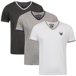 Ringspun Men's 3-Pack Silva Short Sleeve V-Neck T-Shirt - Charcoal/White/Grey - S - Charcoal/White/Grey Afbeelding 1