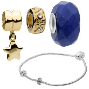 Amadora Sterling Silver Bracelet & Three Charm Set Afbeelding 1