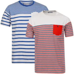 Tom Frank Men's 2-Pack T-Shirt - Bright Blue/Red & White/Navy - S - Blue/Red & White/Navy Afbeelding 1