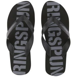 Ringspun Men's Glen Flip Flops - Black/Grey - 6-7 - Zwart/Grijs Afbeelding 1