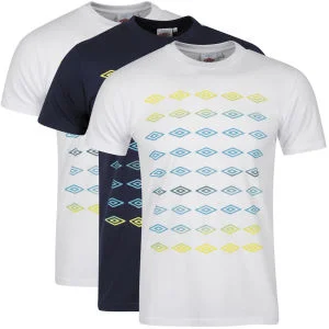 Umbro Men's 3-Pack T-Shirts - White / White / Dark Navy - S - White/White/Dark Navy Afbeelding 1