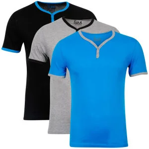 55 Soul Men's 3-Pack Blade T-Shirts - Blue/GreyMarl/Black - S - Multi Afbeelding 1